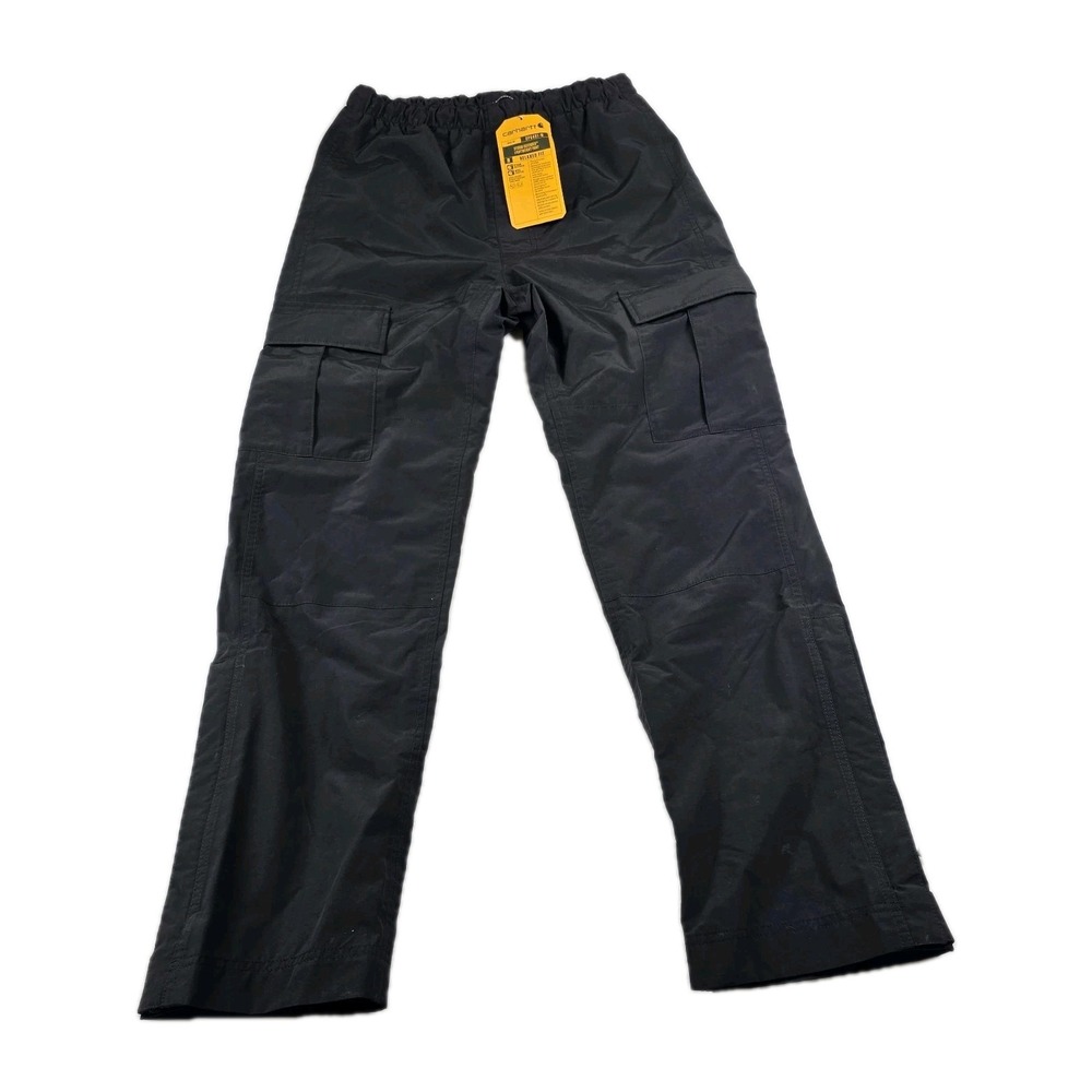 Carhartt Storm Defender Rain Pants Men's Size Small Black Waterproof Cargo New